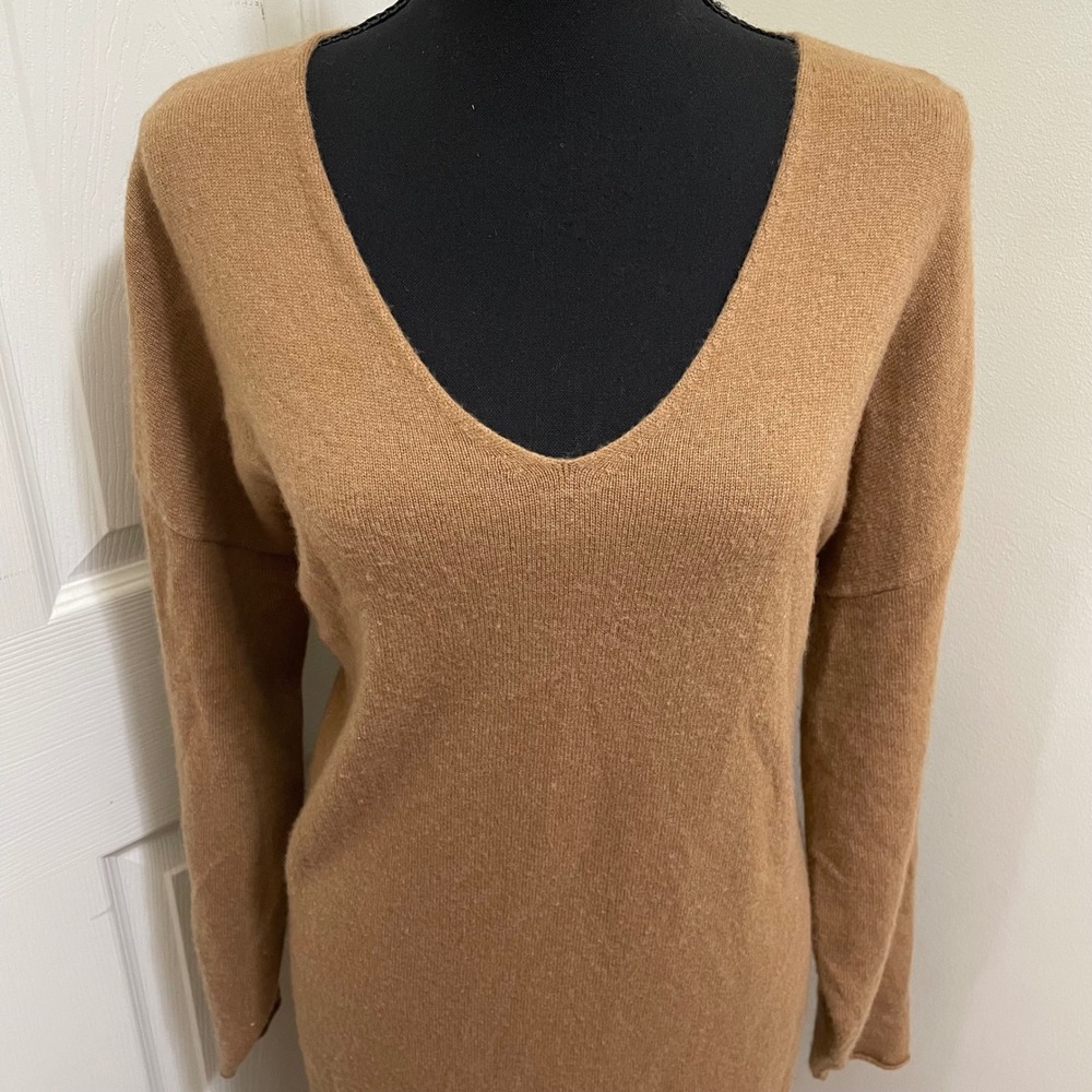 DemyLee New York 100%‎ Cashmere Oversized Knit Sweater Dress Camel Brown Small - Picture 3 of 9